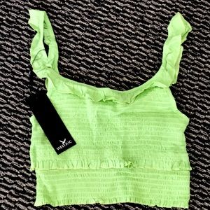 Lime Green Crop top with Ruffle Straps